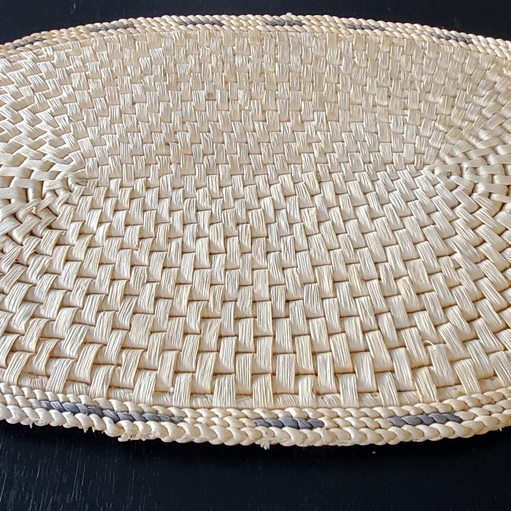 Boho 6 Thick Oval Woven Table Placemats, Natural, 12